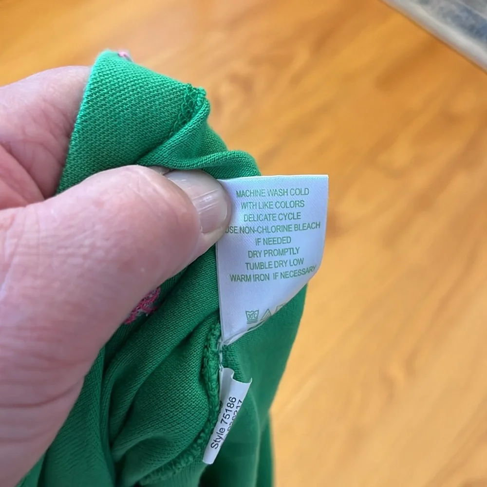 Lilly Pulitzer chic fit palm tree embroidered s/s green polo shirt size M - Picture 7 of 8